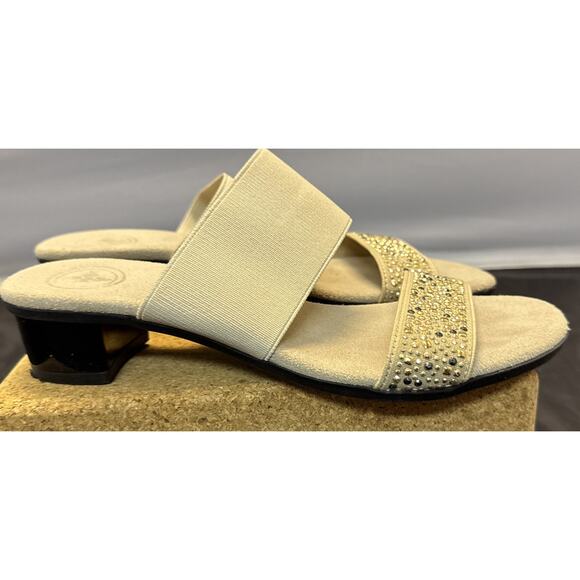 Tory Burch Estella Embellished Slide On Sandals With Crystals Size 7 Shoes - Picture 5 of 12